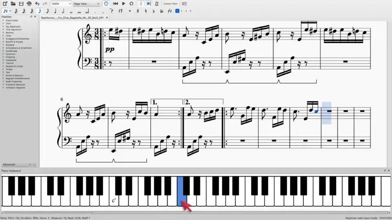 Interface graphique de Musescore