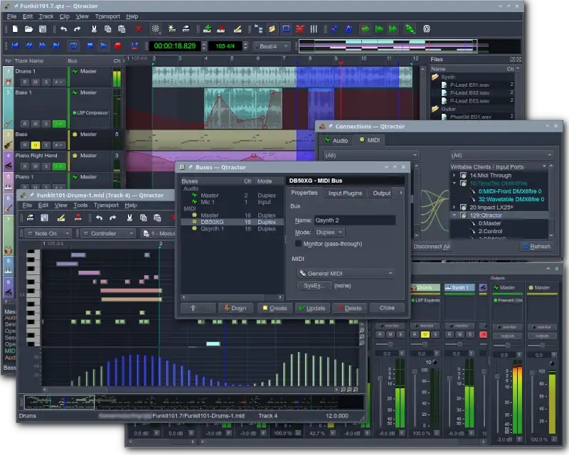 Interface graphique de Qtractor